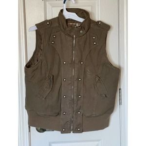 Twenty Twenty Women’s Full Zip With Pockets Large Brown Vest‎ Jacket 20” Pit2Pit